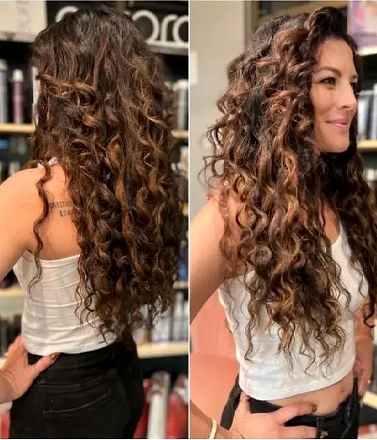After blended brunette extensions